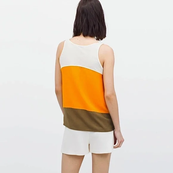 ZARA W&B Collection Mixed Media Paneled Color Block Sleeveless Tank Top - Picture 5 of 14